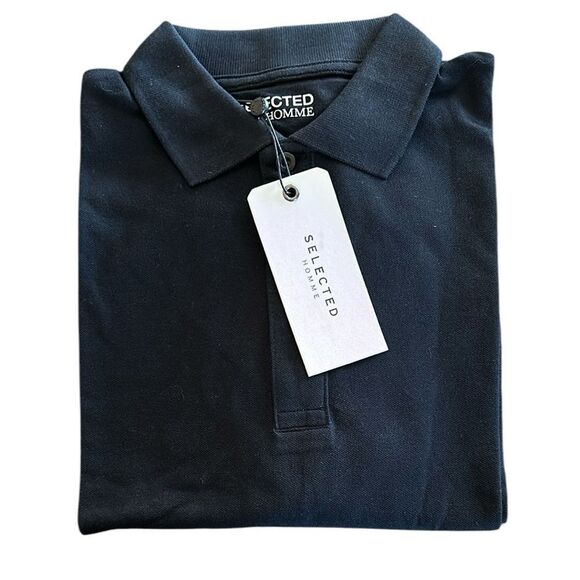 NEW Selected Homme Men's Black Polo Shirt - Picture 3 of 9